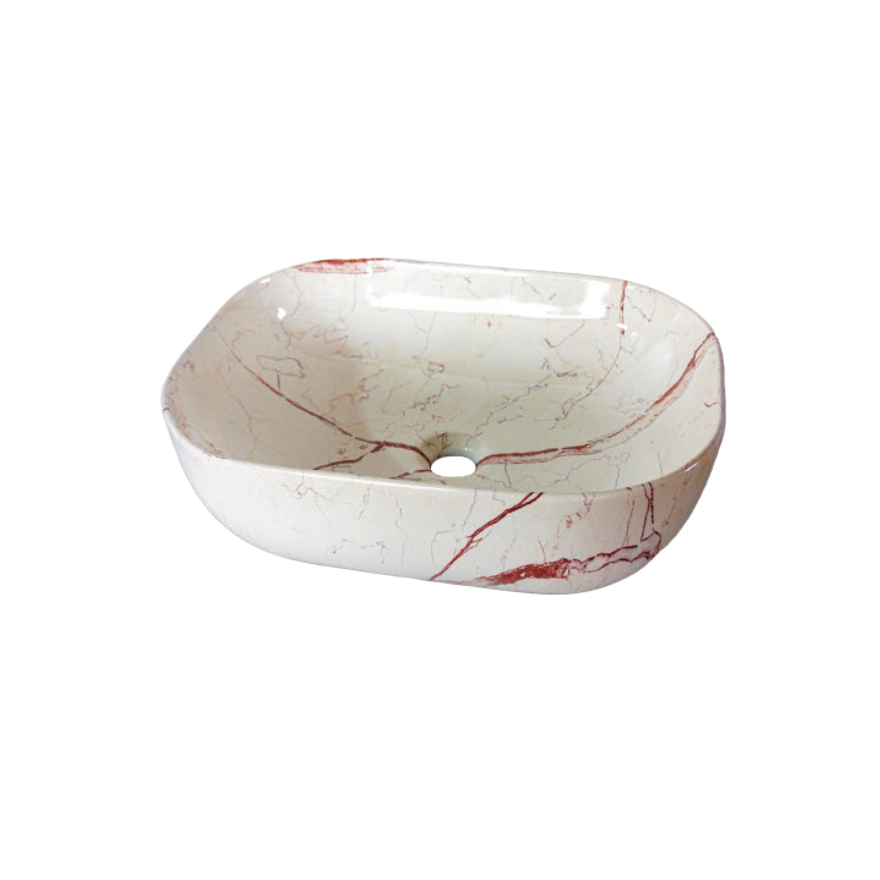 Bowl Loza (151-7) Mod. Rectangular Marmoleado Beige C/Rojo 50X40X14-Fratelli